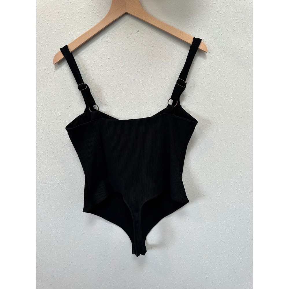 Free People Bodysuit Womens XS Black Ribbed Bustier O-Ring‎ Intimately Sexy Edgy - Picture 5 of 16
